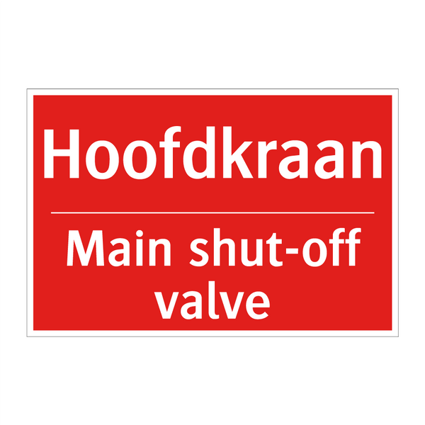 Hoofdkraan - Main shut-off valve