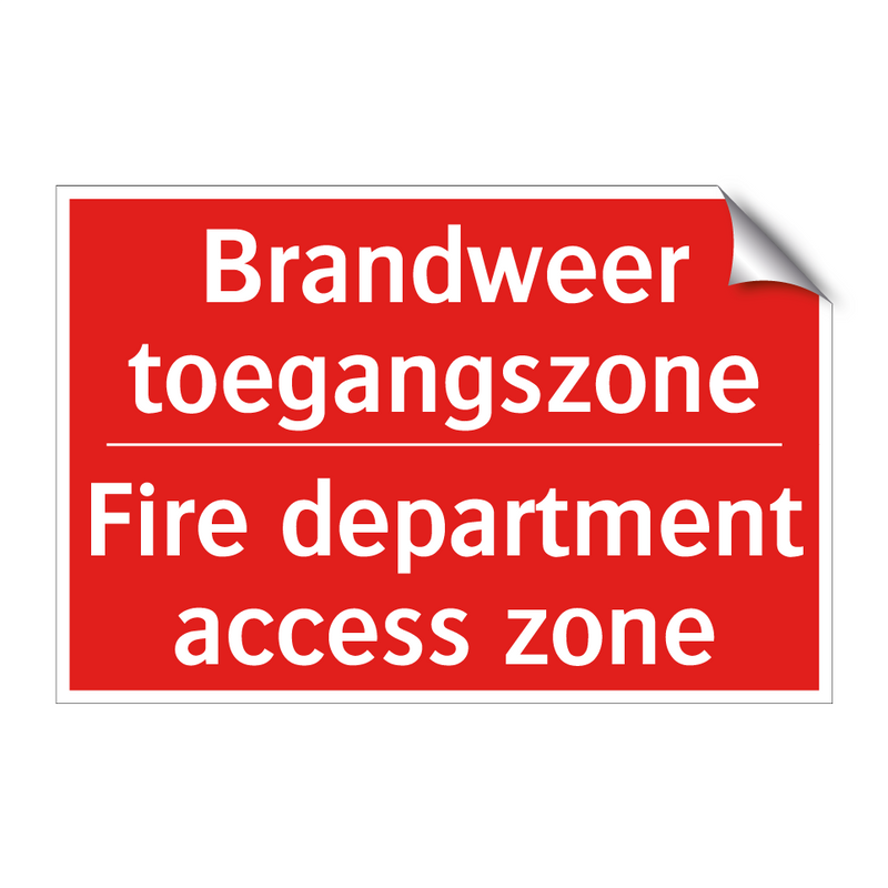 Brandweer toegangszone - Fire department access zone