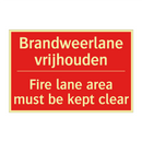 Brandweerlane vrijhouden - Fire lane area must be kept clear