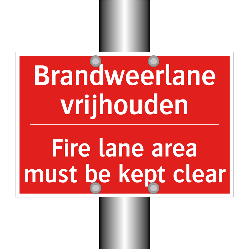 Brandweerlane vrijhouden - Fire lane area must be kept clear