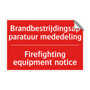 Brandbestrijdingsapparatuur mededeling - Firefighting equipment notice