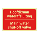 Hoofdkraan waterafsluiting - Main water shut-off valve