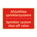 Afsluitklep sprinklersysteem - Sprinkler system shut-off valve