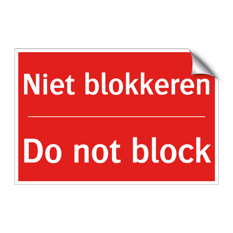 Niet blokkeren - Do not block