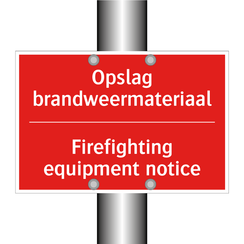 Opslag brandweermateriaal - Firefighting equipment notice