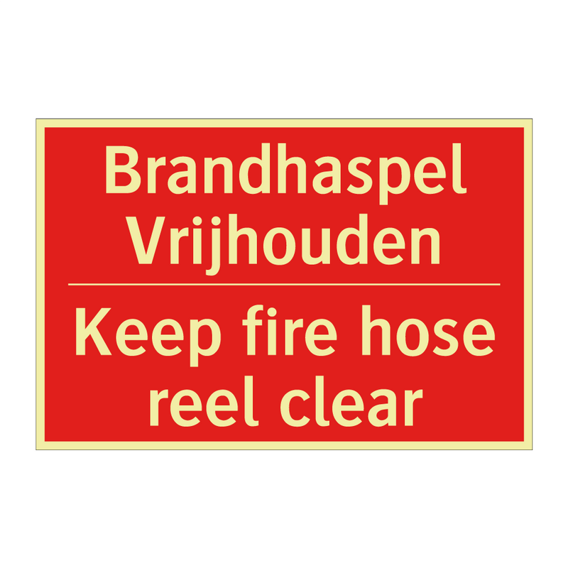 Brandhaspel Vrijhouden - Keep fire hose reel clear