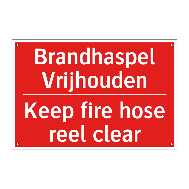Brandhaspel Vrijhouden - Keep fire hose reel clear