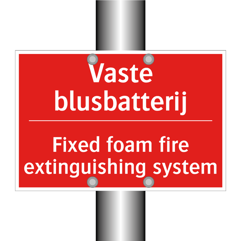 Vaste blusbatterij - Fixed foam fire extinguishing system