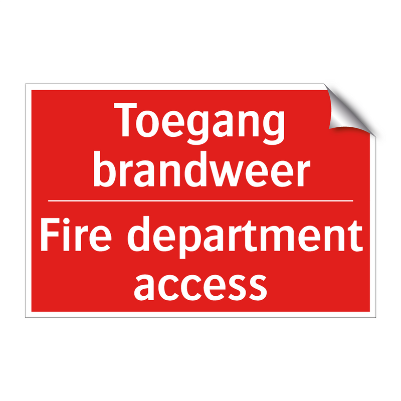 Toegang brandweer - Fire department access