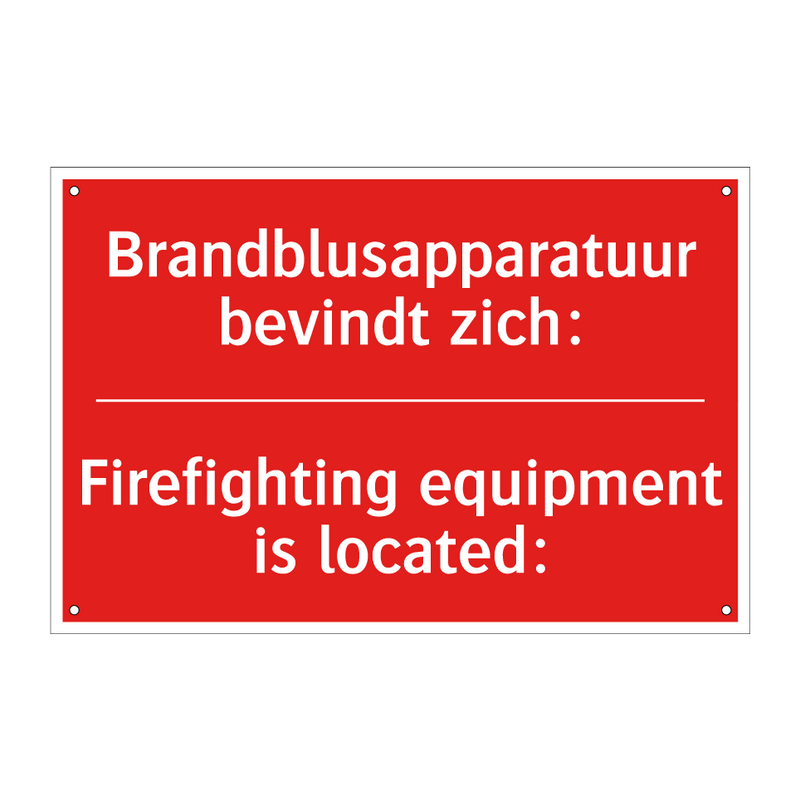 Brandblusapparatuur bevindt zich: - Firefighting equipment is located: