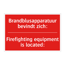 Brandblusapparatuur bevindt zich: - Firefighting equipment is located: