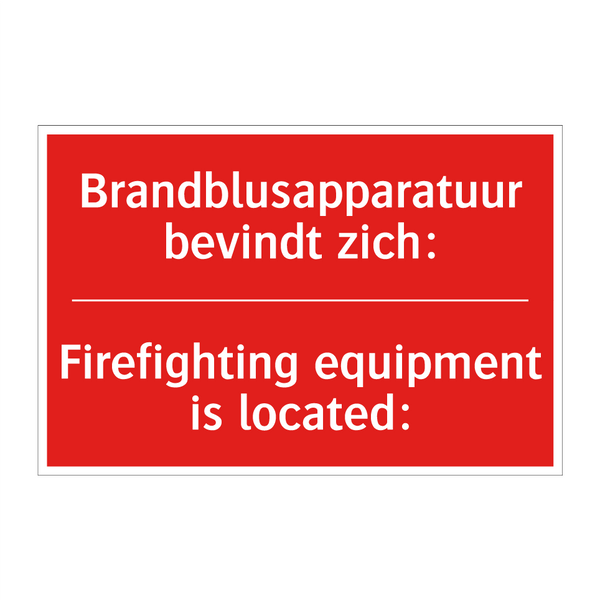 Brandblusapparatuur bevindt zich: - Firefighting equipment is located: