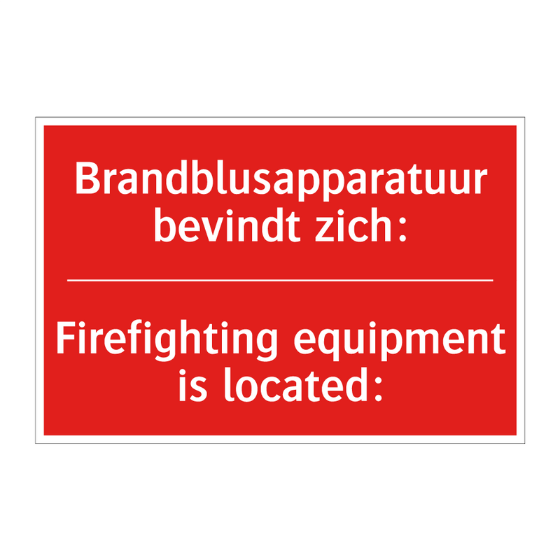 Brandblusapparatuur bevindt zich: - Firefighting equipment is located: