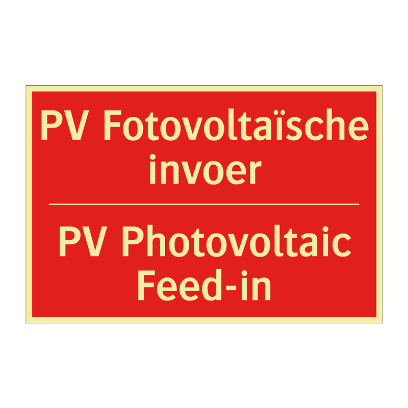 PV Fotovoltaïsche invoer - PV Photovoltaic Feed-in