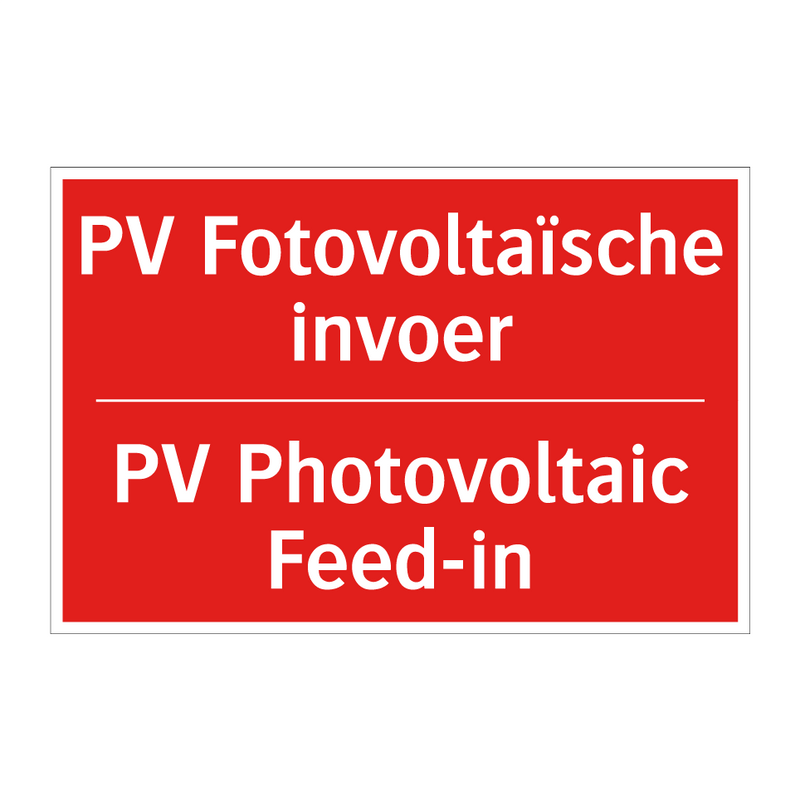 PV Fotovoltaïsche invoer - PV Photovoltaic Feed-in