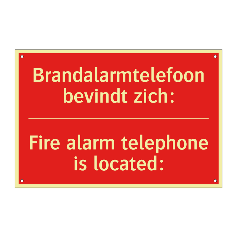 Brandalarmtelefoon bevindt zich: - Fire alarm telephone is located: