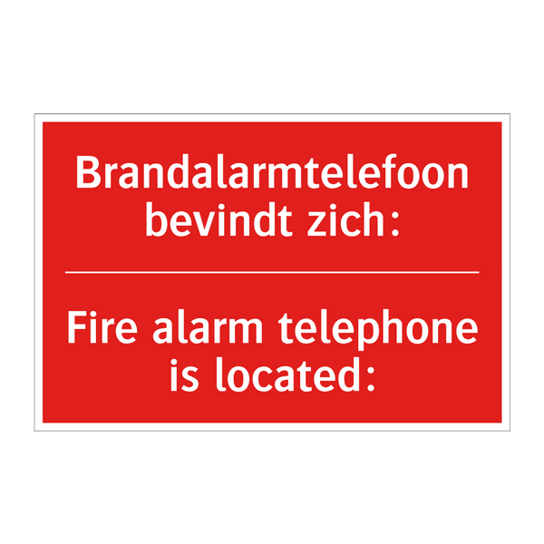 Brandalarmtelefoon bevindt zich: - Fire alarm telephone is located: