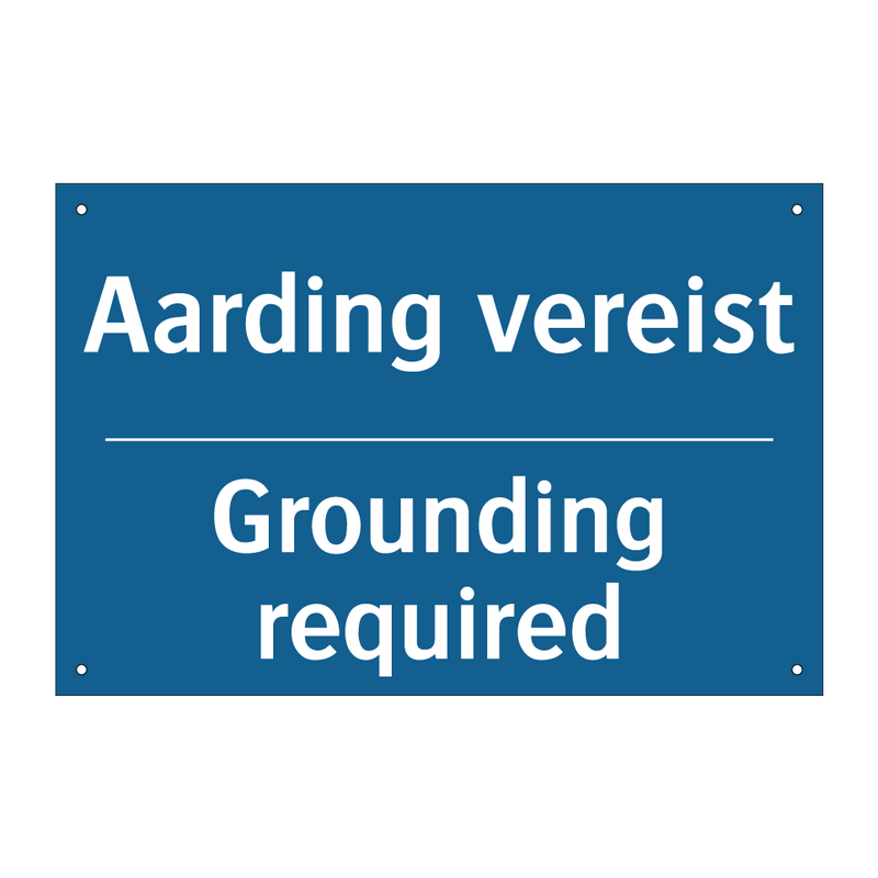 Aarding Point Sign Koop Aarding vereist - Grounding required bord | SignOnline | NL-M1109
