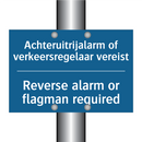 Achteruitrijalarm of verkeersregelaar /.../ - Reverse alarm or flagman required /.../