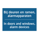 Bij deuren en ramen, alarmapparaten /.../ - In doors and windows, alarm devices /.../