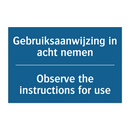 Gebruiksaanwijzing in acht nemen /.../ - Observe the instructions for use /.../