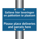 Gelieve hier leveringen en pakketten /.../ - Please place deliveries and parcels /.../