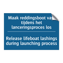 Maak reddingsboot vast tijdens /.../ - Release lifeboat lashings during /.../
