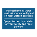 Oogbescherming wordt verstrekt /.../ - Eye protection is provided for /.../