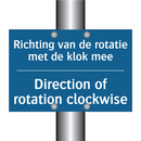 Richting van de rotatie met de /.../ - Direction of rotation clockwise /.../