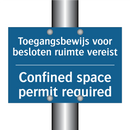 Toegangsbewijs voor besloten ruimte /.../ - Confined space permit required