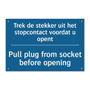 Trek de stekker uit het stopcontact /.../ - Pull plug from socket before opening /.../