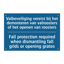 Valbeveiliging vereist bij het /.../ - Fall protection required when /.../