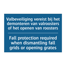 Valbeveiliging vereist bij het /.../ - Fall protection required when /.../