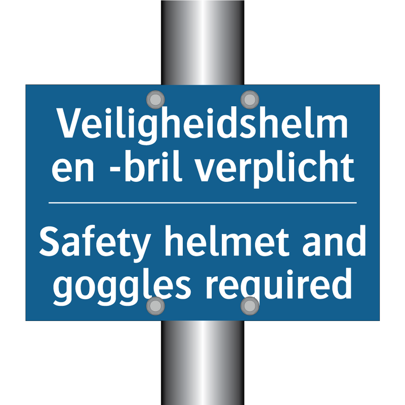 Veiligheidshelm en -bril verplicht /.../ - Safety helmet and goggles required /.../