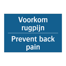 Voorkom rugpijn - Prevent back pain & Voorkom rugpijn - Prevent back pain