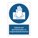 Gebruik een gezichtsmasker en wegwerphandschoenen