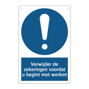 Verwijder de zekeringen voordat u begint met werken