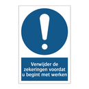 Verwijder de zekeringen voordat u begint met werken