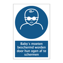 Baby's moeten beschermd worden door hun ogen af te schermen