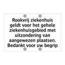 Rookvrij ziekenhuis geldt voor het gehele ziekenhuisgebied met uitzondering van aangewezen plaatsen. Bedankt voor uw begrip