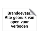 Brandgevaar: Alle gebruik van open vuur verboden & Brandgevaar: Alle gebruik van open vuur verboden