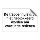De trappenhuis mag niet geblokkeerd worden om evacuatie redenen