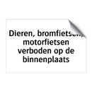 Dieren, bromfietsen, motorfietsen verboden op de binnenplaats