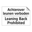 Achterover leunen verboden - Leaning Back Prohibited