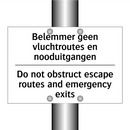 Belemmer geen vluchtroutes en /.../ - Do not obstruct escape routes /.../
