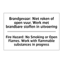Brandgevaar: Niet roken of open /.../ - Fire Hazard: No Smoking or Open /.../