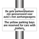 De gele parkeerplaatsen zijn gereserveerd /.../ - The yellow parking bays are reserved /.../
