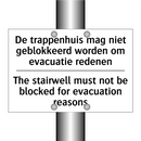 De trappenhuis mag niet geblokkeerd /.../ - The stairwell must not be blocked /.../