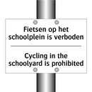 Fietsen op het schoolplein is /.../ - Cycling in the schoolyard is prohibited/.../