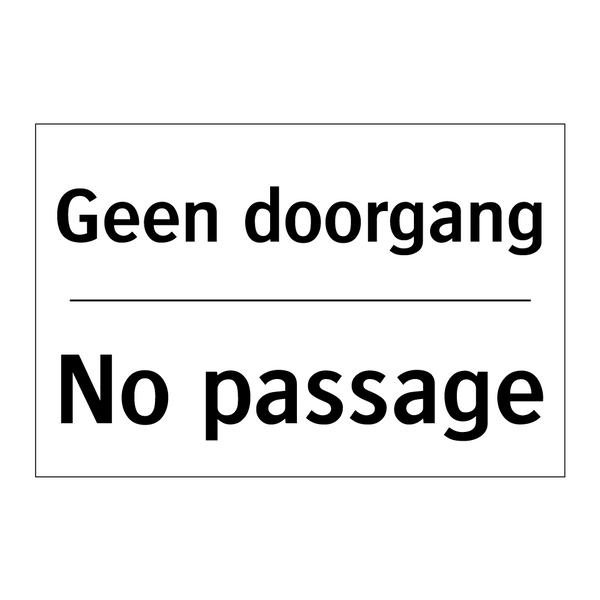 Geen doorgang - No passage